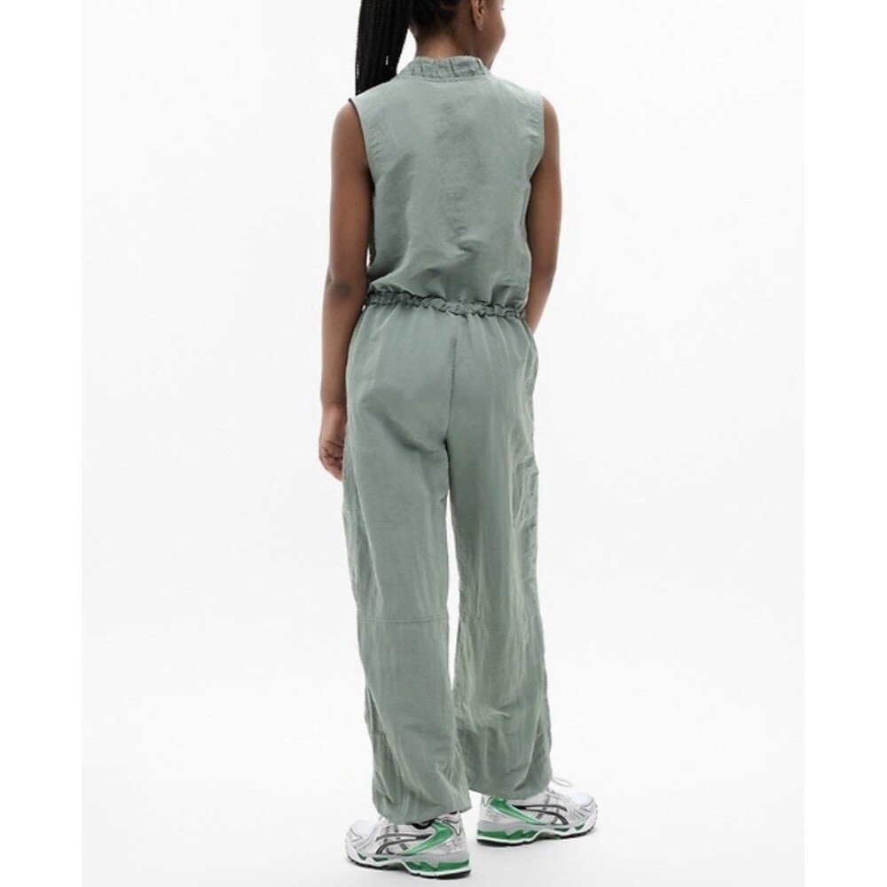 Athleta Girl Utility Woven Jumpsuit Zip Up Sleeveless Size 14 NWT Agave Green - Picture 9 of 10